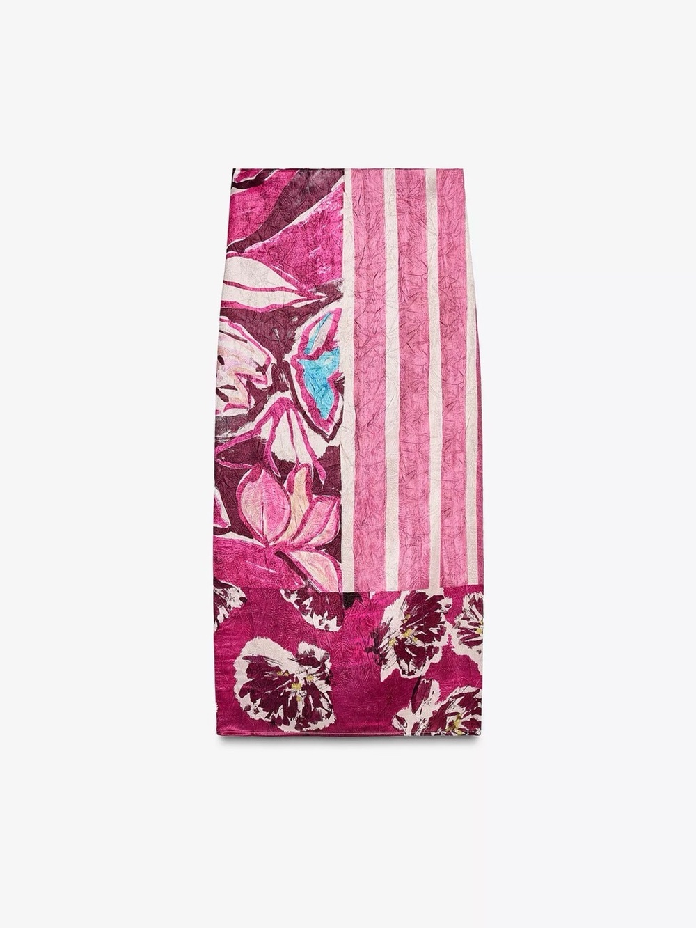 Printed Satin Effect Midi Skirt XS - Zara
